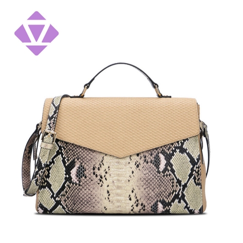 Guangzhou factory alibaba wholesale women hot seller shoulder bag female snake printed leather handbag