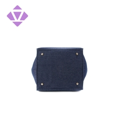 China manufacturer customized designer denim tote bag with leather handle stylish women handbags