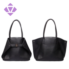 women soft pebble grain leather tote ladies handbag