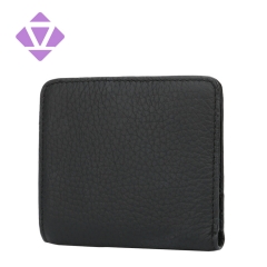 black casual style mens grain pebbled leather slim wallet