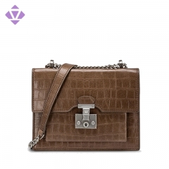 Custom new design hot sale simple luxury fashion lady crocodile print leather crossbody mini box bag shoulder bag for women