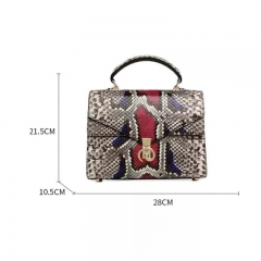 Luxury classical design animal skin print handbag charm snake print leather women shoulder bag customized