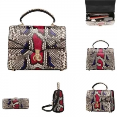 Luxury classical design animal skin print handbag charm snake print leather women shoulder bag customized