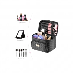 Travel Makeup Bag with Mirror-Multifunction Portable Toiletry Bag Large Cosmetic Make up Pouch Organizer for Women Weekender