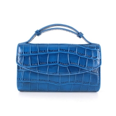 women fashion messenger bag blue crocodile printed cowhide leather cross body bag