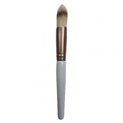 Wholesale price foundation brush,white wooden handle,twice color synthetic hair