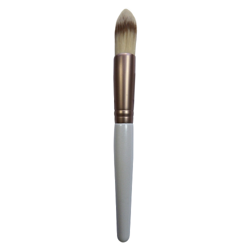 Wholesale price foundation brush,white wooden handle,twice color synthetic hair