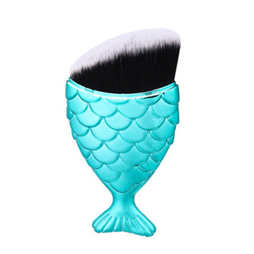 2018 Private label High quality synthetic hair face brush,fish shape powder foundation brush