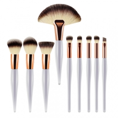 Unique design 9pcs makeup brush set with wooden handle,synthetic hair