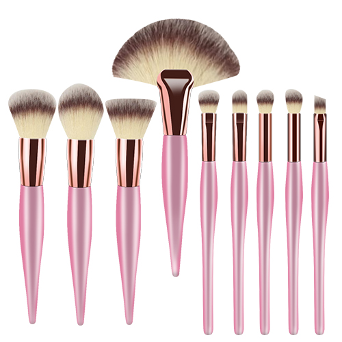 Unique design 9pcs makeup brush set with wooden handle,synthetic hair