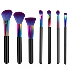 New product 7pcs makeup brush set with black  wooden handle,synthetic hair