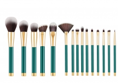 New arrival 15pcs makeup brush set with wooden handle,synthetic hair