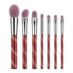 New design 7 pieces makeup brush set  with wooden handle,synthetic hair