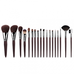 Professional 18pcs makeup brushes set with raw wood handle