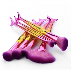 Custom 7pcs  makeup brush set with fish shaped handle,lowest MOQ