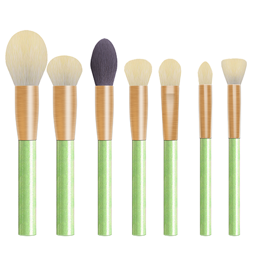 High quality factory 7piece makeup tools cyan rose gold nylon hair makeup brushes