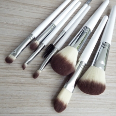 Essential 8pcs makeup brush set high quality white wooden handle natural cruelty-free  synthetic hair