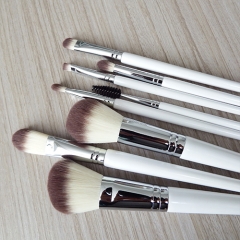 Essential 8pcs makeup brush set high quality white wooden handle natural cruelty-free  synthetic hair