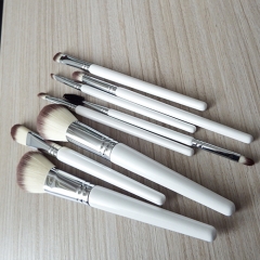 Essential 8pcs makeup brush set high quality white wooden handle natural cruelty-free  synthetic hair
