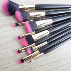 10pcs makeup brush set with wooden handle,high quality natural synthetic hair