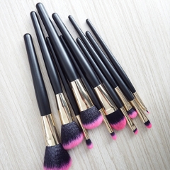10pcs makeup brush set with wooden handle,high quality natural synthetic hair