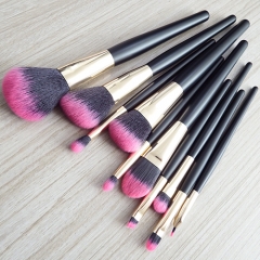 10pcs makeup brush set with wooden handle,high quality natural synthetic hair