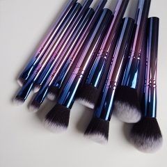 10Pcs Makeup Brush Set Premium Synthetic Kabuki Brush Cosmetics Foundation Concealers Powder Blush Blending Face Eye Shadows Brush