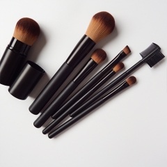 7pcs makeup brush set classical black wooden handle,super dense synthetic hair