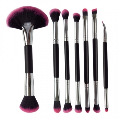 OEM 7 pcs double-ended makeup brushes set for fan powder foundation brush eyeshadow cosmetic tools