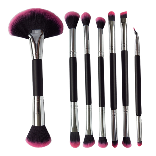 OEM 7 pcs double-ended makeup brushes set for fan powder foundation brush eyeshadow cosmetic tools