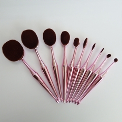 New design metallic Oval Makeup Brush Set (10-Piece)