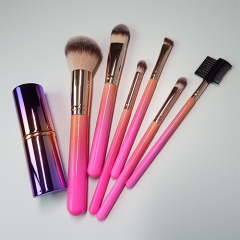 New Arrival 7pcs makeup brush set wooden handle natural synthetic hair