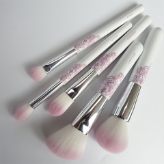 5pcs makeup brush set  wooden handle natural synthetic hair