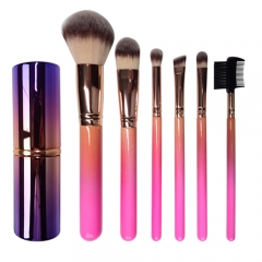 New Arrival 7pcs makeup brush set wooden handle natural synthetic hair