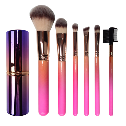 New Arrival 7pcs makeup brush set wooden handle natural synthetic hair