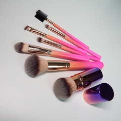 New Arrival 7pcs makeup brush set wooden handle natural synthetic hair