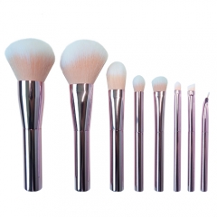 8 pieces makeup brush set with pink aluminum handle,super soft  synthetic hair
