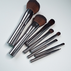 8 pieces makeup brush set with aluminum handle,high quality synthetic fiber bristles
