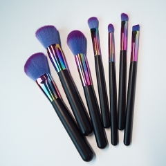 New product 7pcs makeup brush set with black  wooden handle,synthetic hair