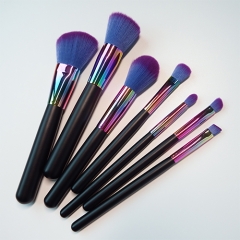 New product 7pcs makeup brush set with black  wooden handle,synthetic hair