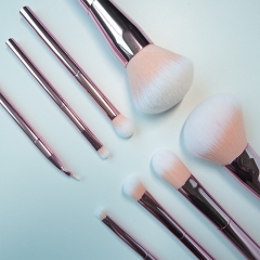 8 pieces makeup brush set with pink aluminum handle,super soft  synthetic hair