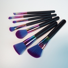 New product 7pcs makeup brush set with black  wooden handle,synthetic hair