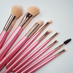 9pcs makeup brush set plastic handle glitter pink powder contour eyeshadow makeup brush