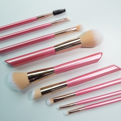 9pcs makeup brush set plastic handle glitter pink powder contour eyeshadow makeup brush