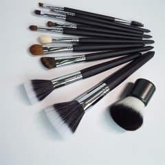 Professional 11 pcs Makeup Brushes Set Taper tail wooden handle, high quality synthetic hair and animal hair