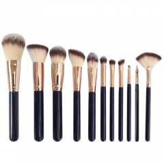 Wholesales 11pcs makeup brush set with wooden handle natural synthetic hair