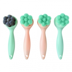 New  pink handle facial cleaning brush soft hair