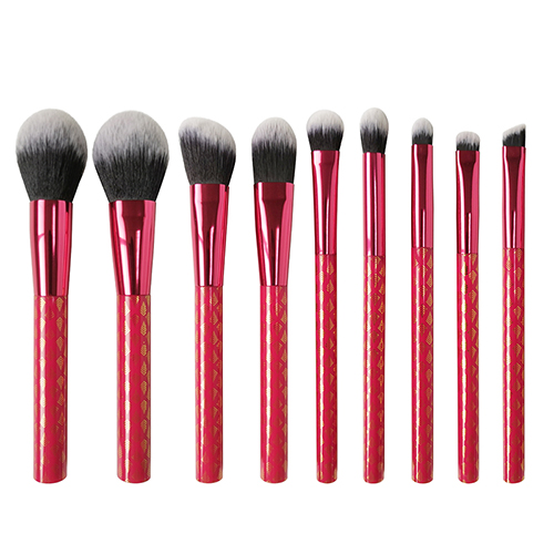 9 pieces exquisite pattern premium makeup brush set natural synthetic hair foundation powder blusher eyeshadow  brush