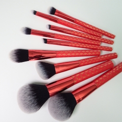 9 pieces exquisite pattern premium makeup brush set natural synthetic hair foundation powder blusher eyeshadow  brush