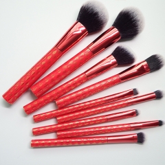 9 pieces exquisite pattern premium makeup brush set natural synthetic hair foundation powder blusher eyeshadow  brush